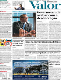 Capa do jornal Valor Econômico 29/03/2017