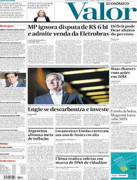 Capa do jornal Valor Econômico 29/12/2017