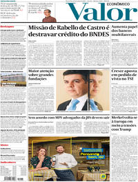 Capa do jornal Valor Econômico 30/05/2017