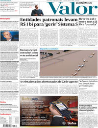 Capa do jornal Valor Econômico 30/08/2017