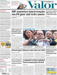 Capa do jornal Valor Econômico 31/03/2017