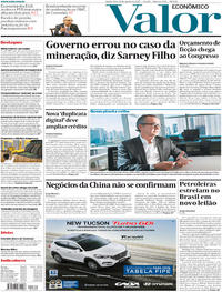 Capa do jornal Valor Econômico 31/08/2017