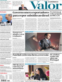 Capa do jornal Valor Econômico 01/06/2018