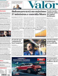 Capa do jornal Valor Econômico 01/11/2018