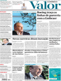 Capa do jornal Valor Econômico 02/01/2018