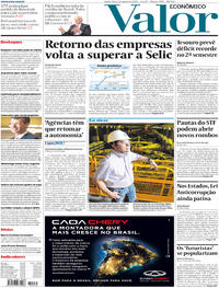 Capa do jornal Valor Econômico 02/08/2018