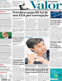 Capa do jornal Valor Econômico 04/01/2018