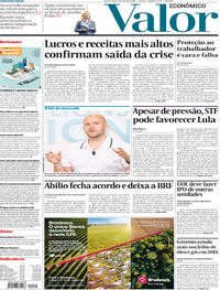 Capa do jornal Valor Econômico 04/04/2018