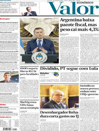 Capa do jornal Valor Econômico 04/09/2018