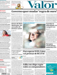 Capa do jornal Valor Econômico 05/01/2018