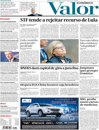 Capa do jornal Valor Econômico 05/04/2018