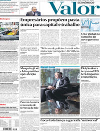 Capa do jornal Valor Econômico 05/11/2018