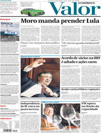 Capa do jornal Valor Econômico 06/04/2018