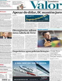 Capa do jornal Valor Econômico 07/06/2018