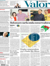 Capa do jornal Valor Econômico 08/10/2018