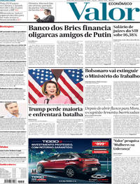 Capa do jornal Valor Econômico 08/11/2018