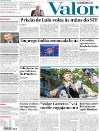 Capa do jornal Valor Econômico 09/04/2018
