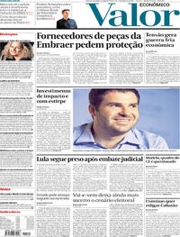 Capa do jornal Valor Econômico 09/07/2018