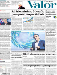 Capa do jornal Valor Econômico 11/09/2018