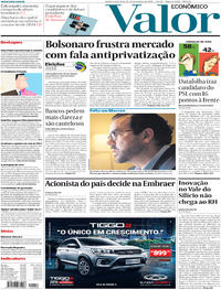 Capa do jornal Valor Econômico 11/10/2018