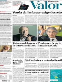 Capa do jornal Valor Econômico 12/01/2018