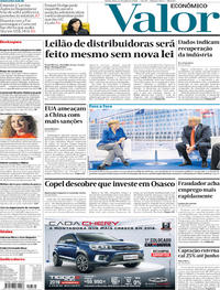 Capa do jornal Valor Econômico 12/07/2018