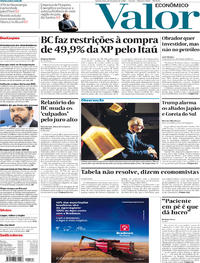 Capa do jornal Valor Econômico 13/06/2018