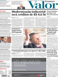 Capa do jornal Valor Econômico 14/03/2018