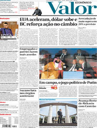 Capa do jornal Valor Econômico 15/06/2018
