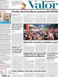 Capa do jornal Valor Econômico 16/03/2018