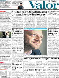 Capa do jornal Valor Econômico 16/04/2018