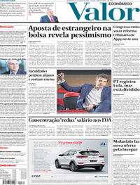 Capa do jornal Valor Econômico 16/08/2018