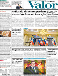 Capa do jornal Valor Econômico 17/07/2018