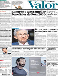 Capa do jornal Valor Econômico 18/07/2018