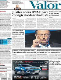 Capa do jornal Valor Econômico 19/07/2018