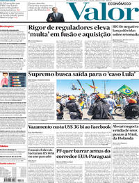 Capa do jornal Valor Econômico 20/03/2018