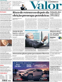 Capa do jornal Valor Econômico 20/09/2018