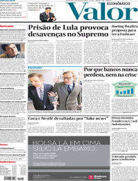 Capa do jornal Valor Econômico 21/03/2018