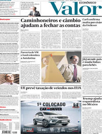 Capa do jornal Valor Econômico 21/06/2018