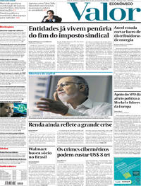 Capa do jornal Valor Econômico 22/01/2018