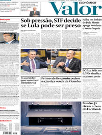 Capa do jornal Valor Econômico 22/03/2018