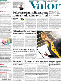 Capa do jornal Valor Econômico 22/10/2018