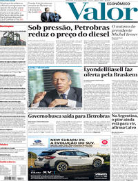 Capa do jornal Valor Econômico 24/05/2018