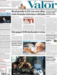 Capa do jornal Valor Econômico 24/08/2018