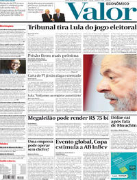 Capa do jornal Valor Econômico 25/01/2018