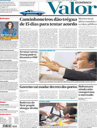 Capa do jornal Valor Econômico 25/05/2018