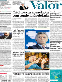 Capa do jornal Valor Econômico 26/01/2018