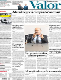 Capa do jornal Valor Econômico 27/04/2018