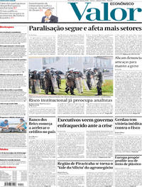 Capa do jornal Valor Econômico 29/05/2018