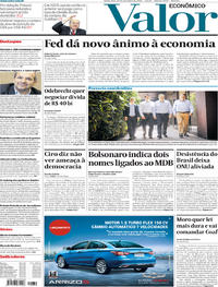 Capa do jornal Valor Econômico 29/11/2018